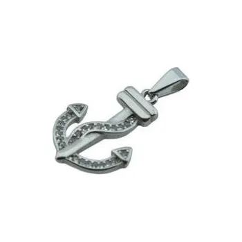 Přívěsek Doria Přívěsek stříbrný z oceli KOTVA s krystaly F065