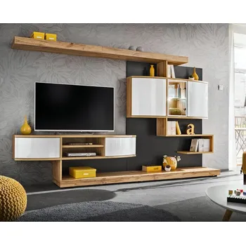 Obývací stěna Obývací Stěna Palermo 300cm Wotan/Antracit/Bílý Lesk