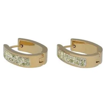 Náušnice Doria Náušnice zlaté z oceli se žlutými krystalky J089