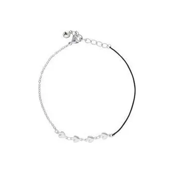 Náramek Doria Náramek na nohu, ocel stříbrná s černou šňůrkou