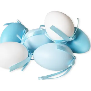 Velikonoční dekorace Vajíčka závěs pvc 6ks/6cm modrá (538670)