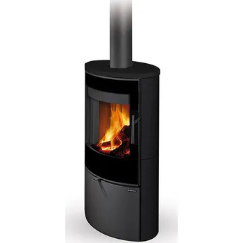 Krbová kamna ROMOTOP SONE G 01 keramika černá matná 49400 - keramická krbová kamna s reliéfem a designovým sklem