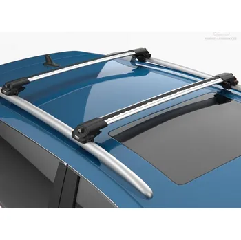 Příčník na automobil Příčníky Turtle Nissan Qashqai J11 2014-2021 s podélníky, stříbrné tyče (Turtle Air-1 stříbrné aerodynamické tyče)