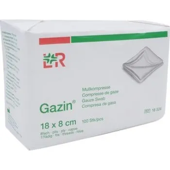 Kompres Kompresy z gázy se založenými okraji Gazin mulové kompresy 17/8vr. 18 x 8 cm, 100 ks