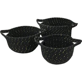 Úložný box Home Deco Factory Sada košíků černá a zlatá 3 ks