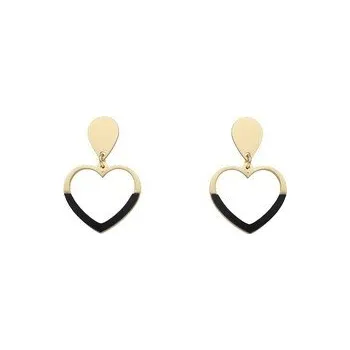 Náušnice Doria Náušnice srdíčka zlato černé z oceli J475