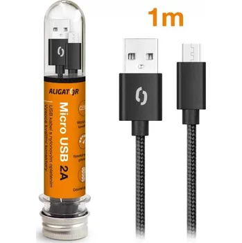 Datový kabel Datový kabel ALIGATOR TUBA 2A, Micro USB, černá