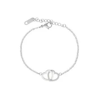 Náramek Doria Náramek se srdíčky stříbrný z oceli G607