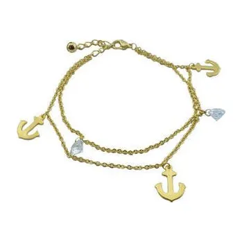 Náramek Doria Náramek na nohu z oceli s kotvami zlatý L253