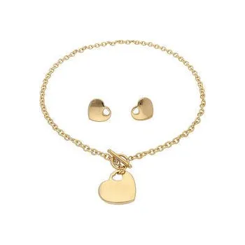 Souprava šperků Doria Set šperků z oceli zlatý SRDÍČKA B037
