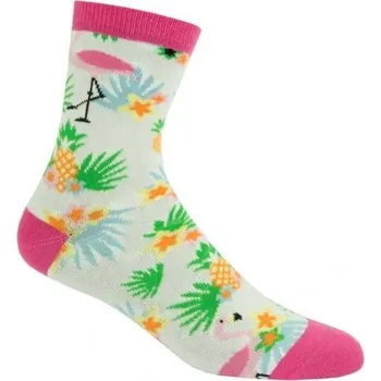 Pánské ponožky Ponožky "Tropical" bílé 35-41 Fisura (Barva - bílá,růžová)