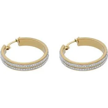 Náušnice Doria Náušnice kruhy zlaté z oceli s krystalky J177