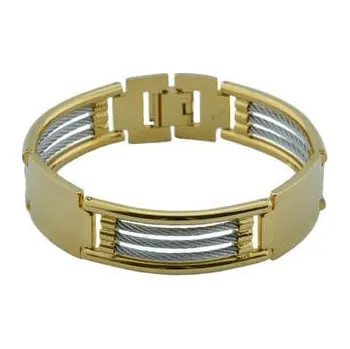 Náramek Doria Náramek zlato stříbrný z oceli plotýnkový L192