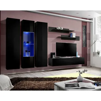 Obývací stěna Obývací Stěna Fly C+Sklo Černá Zz Fy C5