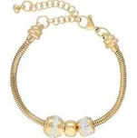 Doria Náramek z oceli zlatý s korálky s krystaly N129