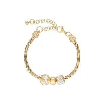 Náramek Doria Náramek z oceli zlatý s korálky s krystaly N129