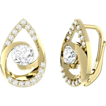 Náušnice Couple, Nadčasové náušnice Gisa, žluté zlato se zirkony, 585-66-3-0373.0Z00.0.00.001.08