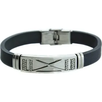 Náramek Doria Náramek GREECE černý z kaučuku a oceli A022