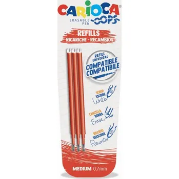 Náplň do psacích potřeb Gumovací náplň CARIOCA Oops 3ks, červená