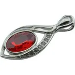 Doria Přívěsek stříbrný z oceli s červeným krystalem