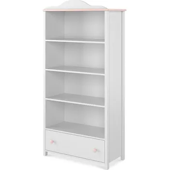 Knihovna Regál Luna 85cm Bílý/Ružová