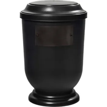 Smuteční dekorace Pohřební Plastová urna na popel, oválné prohlé víčko, černá, štítek č. 51, 100 x 50, bez výzdoby