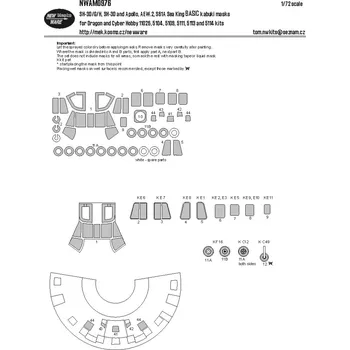 Plastikový model New Ware 1/72 Mask SH-3D/G/H, AEW.2, S61A Sea King BASIC