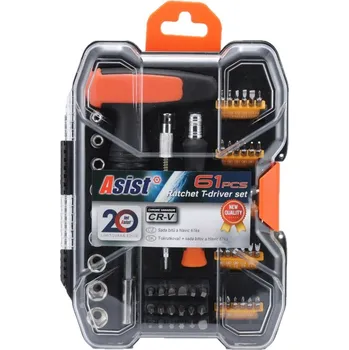 Šroubovák Asist FR21-036 T-šroubovák s bity a hlavicemi, 61 ks