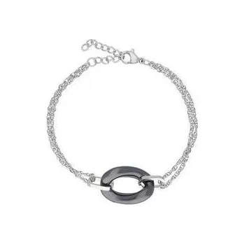 Náramek Doria Náramek stříbrný, ocel a černá keramika N196