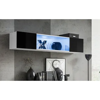 Jídelní set Skrinka Závesná Fly 52+Sklo Černá/ Bily WS FY 52