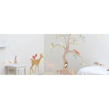 Samolepící dekorace FunTooSee FunToSee Nálepky na stěnu - lesní strom - Woodland Tree 07105