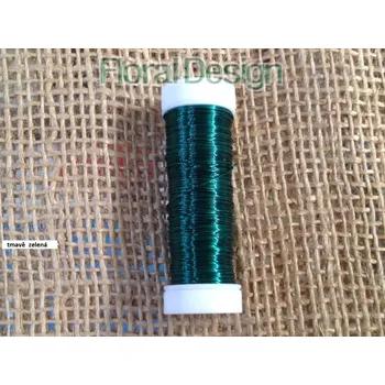 Floristika Drátek hladký na špulce 0,3mm x 30gr. tmavě zelená