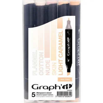 Lihové fixy GRAPH'IT oboustranné Fine & Chisel, 5ks Skin Tones