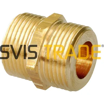 Instalatérský materiál Masivní vsuvka mosazná TOP (dvojnipl) s dosedací plochou, vnější závity - MOSAZ nipl - 1/2" 280