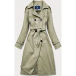 Dvouřadový kabát v khaki barvě s páskem (AG3-011) odstíny zelené S (36)