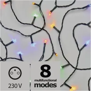 Vánoce LED vánoční řetěz, 10m, červená/zelená/modrá, programy, časovač