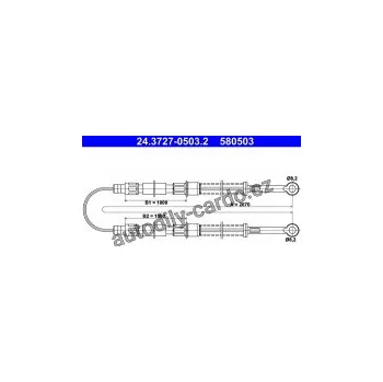 Brzdová hadice Lanko ruční brzdy ATE 24.3727-0503 (AT 580503)