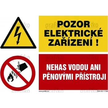 Pozor el.zařízení/Nehas vodou, fólie 74x52, 3.8210.SA