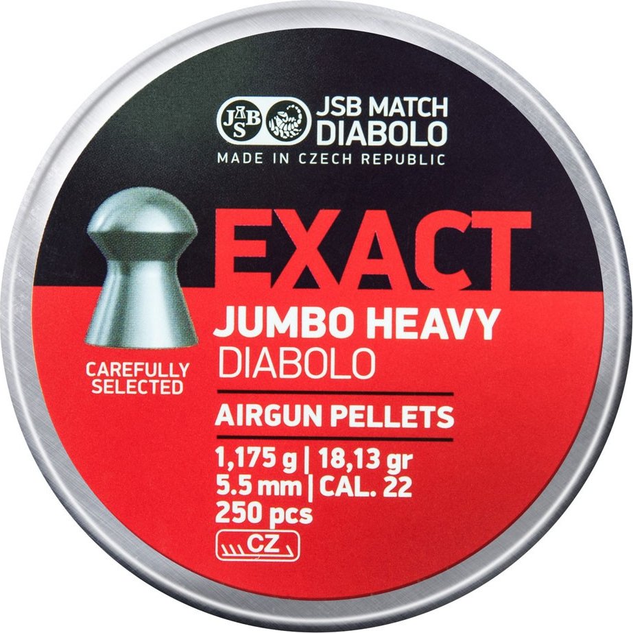 JSB Exact Jumbo Heavy - Hmotnost 1,175 g, Průměr 5,520 mm, Balení obsahuje 500 kusů diabolek
