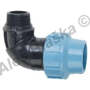 Vodovodní potrubí DONSEN | PE (PP-S) spojka koleno 90° s vnějším závitem na polyetylénové trubky (polyš) (svěrné platové) - 40x5/4" PE4711
