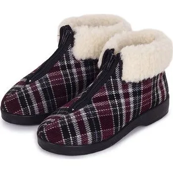 Dámská zimní obuv Vlnka Dámské kotníkové bačkory s Merino vlnou na zip Olga káro velikost obuv dospělí 37