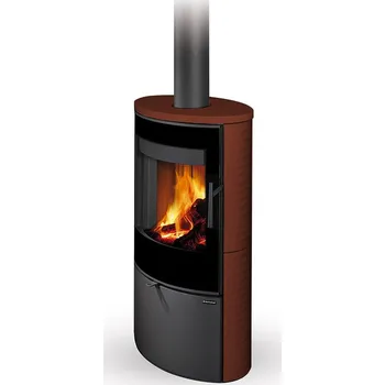 Krbová kamna ROMOTOP SONE G 01 keramika hnědá srnčí 67300 - keramická krbová kamna s reliéfem a designovým sklem