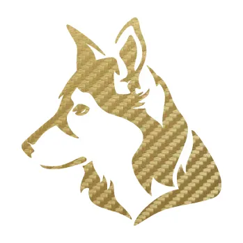 Polep vozidla SAMOLEPKA Pes 165 levá (59 - 3D karbon zlatý) NA AUTO, NÁLEPKA, FÓLIE, POLEP, TUNING, VLASTNÍ TEXT, TISK, AUTOSAMOLEPKY.cz, POLEPY, OBRÁZEK, LOGO, SAMOLEPKY