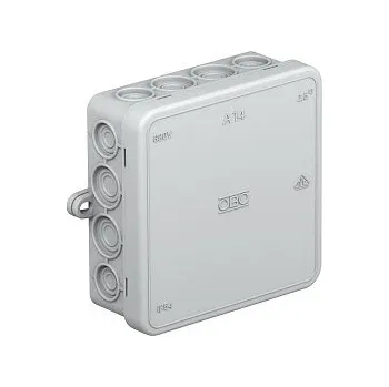 Elektroinstalační krabice OBO A 14 Odbočné krabice bez svorkovnice 100x100x38 světle šedá Polyetylén PE