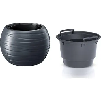 Květináč kulatý s vkladem MAXE antracit, varianta 39,6 cm