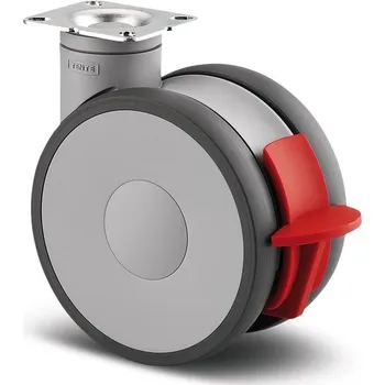 Pojezdové kolečko TENTE KOLEČKA Kolečko designové 125mm, s brzdou, plotýnka, 5947UAP125P50 RAL7001/KICK PEDAL3000