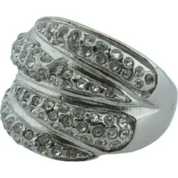 Prsten Doria Prsten z oceli stříbrný s kamínky M046 Velikosť: 54 / 55