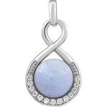 Stříbrný přívěsek s přírodním modrým Achátem a zirkony JST14709BA
