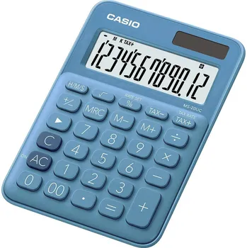 Kalkulačka Casio MS-20UC-BU stolní kalkulačka, displej (počet míst) 12, solární napájení, na baterii, modrá