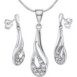 Stříbrná elegantní souprava šperků s čirými zirkony